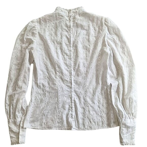 Handmade Vtg 70s Cottage Victorian Eyelet Broderie Anglaise Zip Blouse Size S/M - Picture 9 of 10